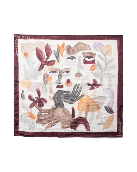 Scarf with hands and faces on a white background