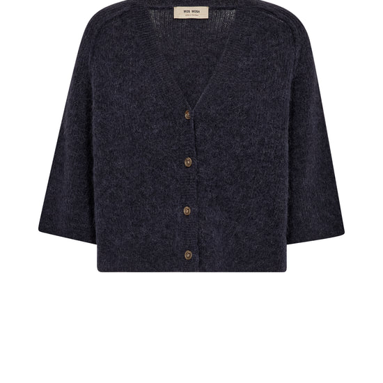 Dark gray cardigan with buttons on a white background