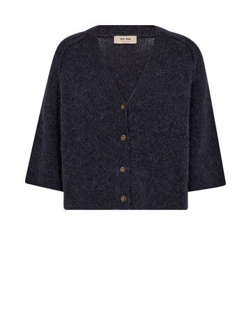 Dark gray cardigan with buttons on a white background