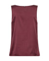 A sleeveless, scoop-neck top in a deep burgundy or maroon color, displayed flat against a solid white background.