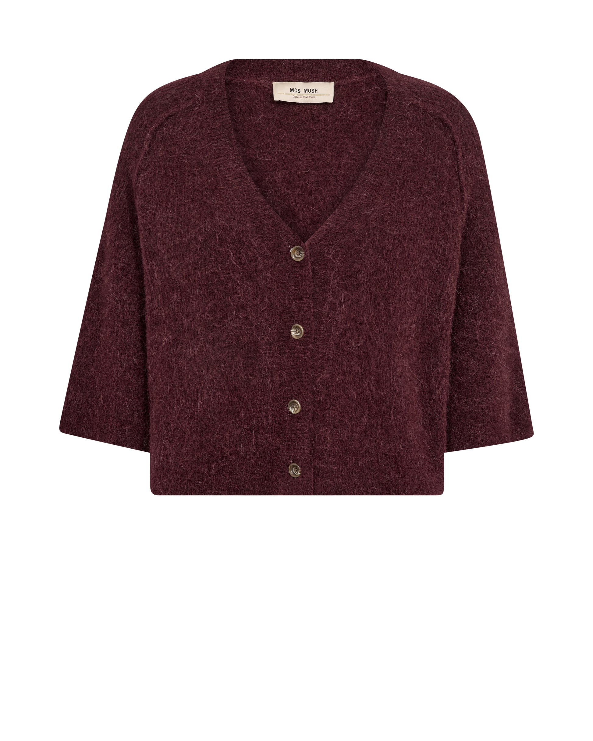 burgundy cardigan on white background