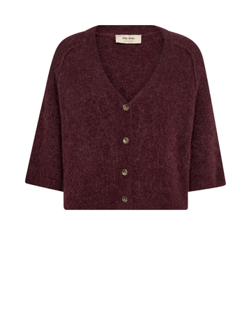 burgundy cardigan on white background