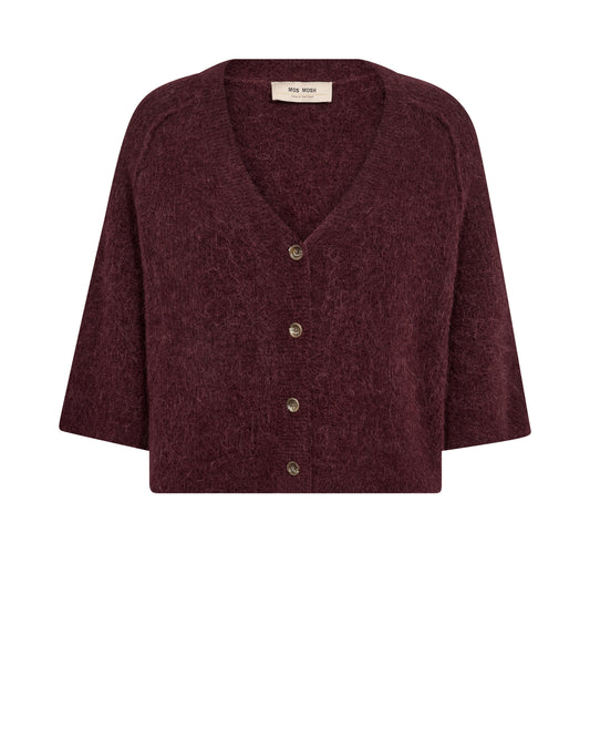 burgundy cardigan on white background