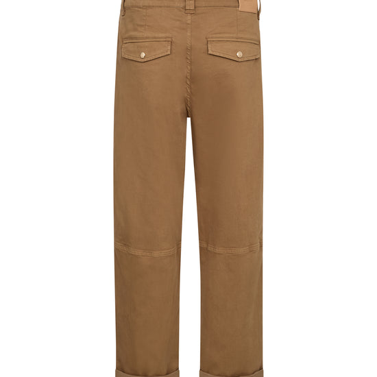Brown pants with a belt on a white background