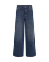 blue wide leg jeans on a white background