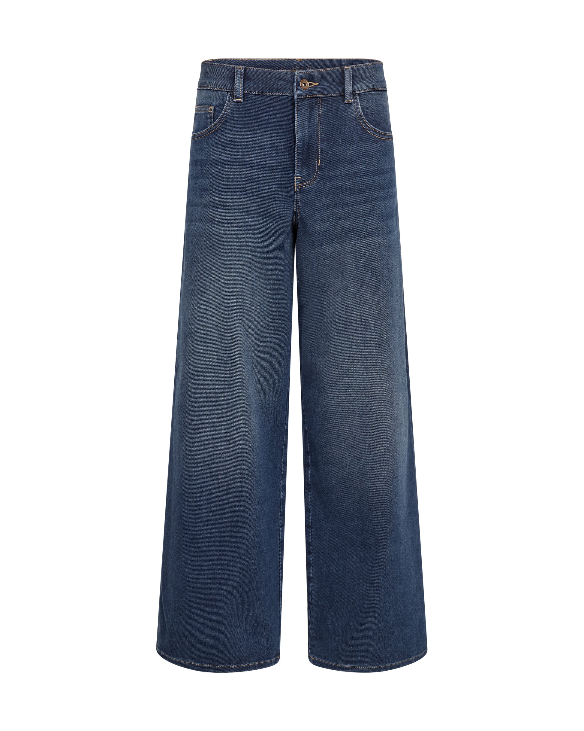 blue wide leg jeans on a white background