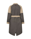 Checkered coat with beige accents on a white background