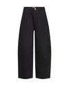 Black wide-leg cropped jeans with a straight, relaxed fit, shown flat against a solid white background.