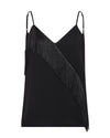 Black cami with fringe on a white background