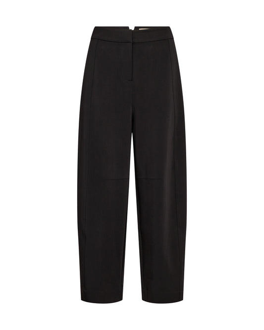 Black tailored trousers on a white background