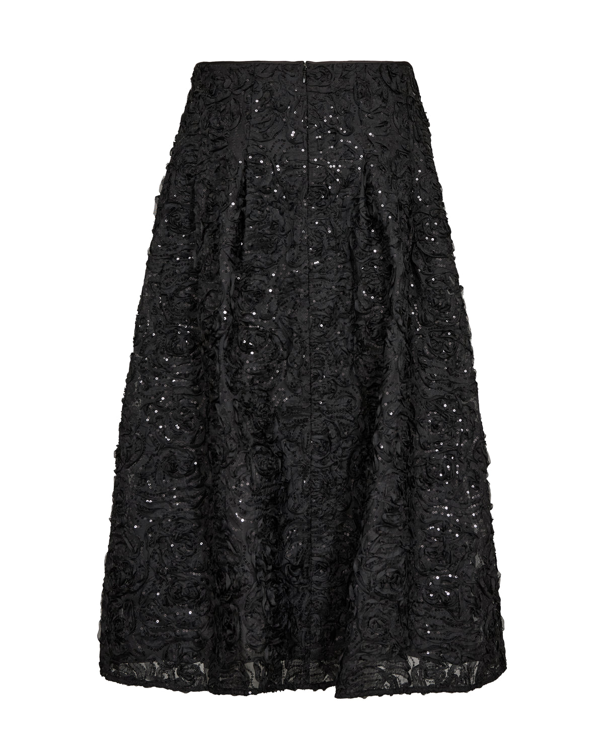 Black sequin skirt on a white background rear view