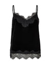 Velvet lace black cami on white background
