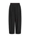 Black elasticated trousers on a white background