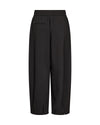 Black wide-leg cropped pants with an elastic waistband and a zippered pocket on the left side, shown against a plain white background.