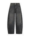 Dark gray washed wide-leg jeans shown flat against a solid white background.