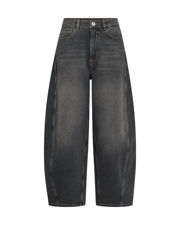 Dark gray washed wide-leg jeans shown flat against a solid white background.