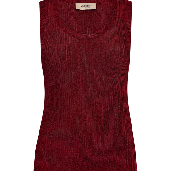 Scoop neck rib sparkly top in deep red from Mos Mosh