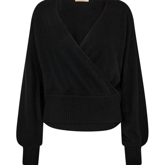 black cashmere wrap jumper