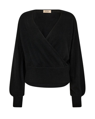 black cashmere wrap jumper