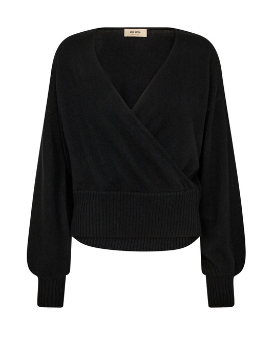 black cashmere wrap jumper