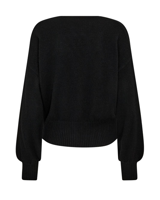 black cashmere wrap jumper