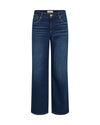 Blue jeans with port  and gold stud detail on a white background