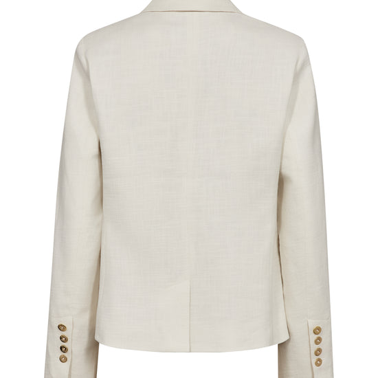 Rear view of White blazer with gold buttons on a white background from Mos Mosh