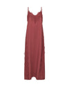 Red slip dress with lace details on a white background from Mos Mosh