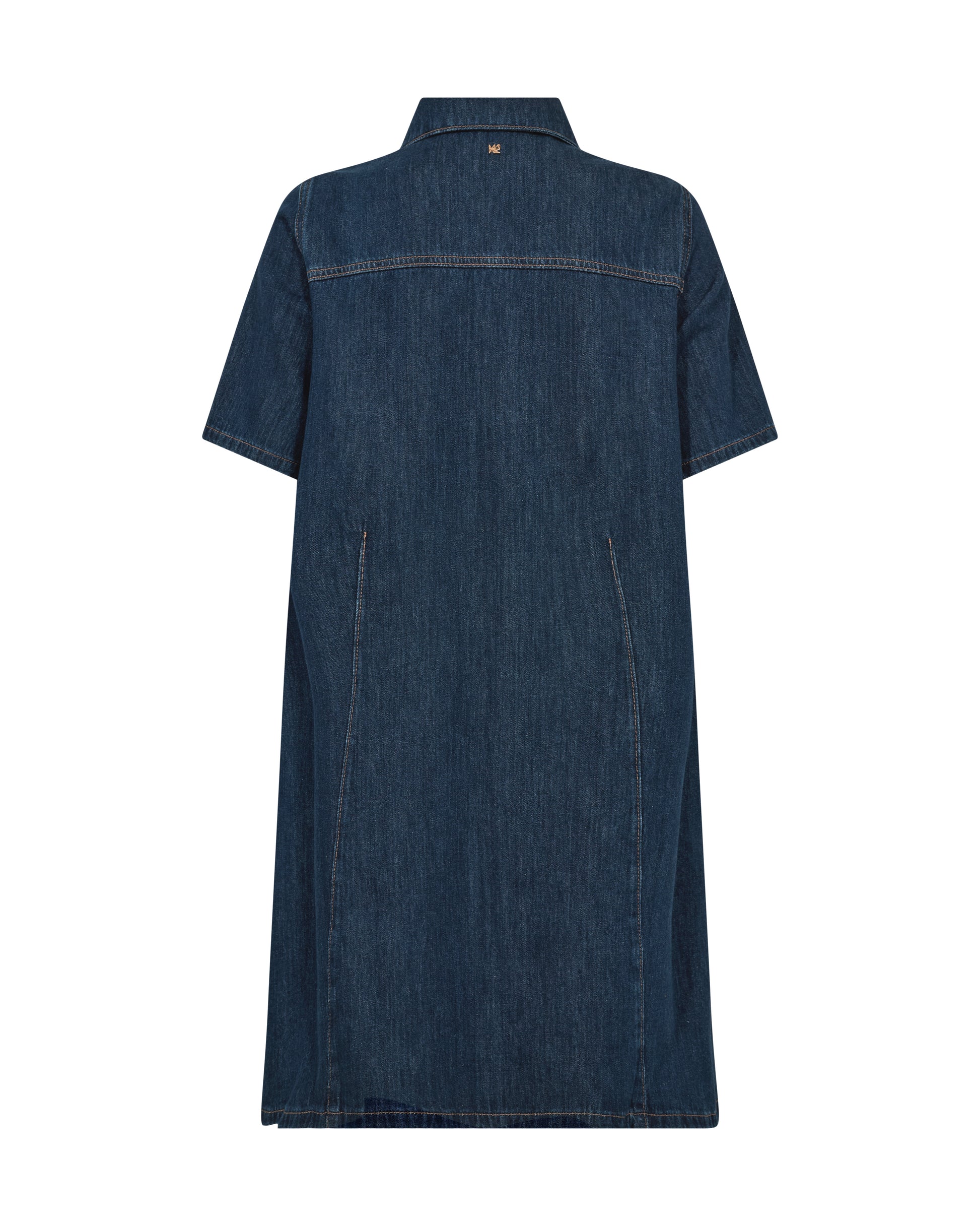 Blue denim dress on a white background