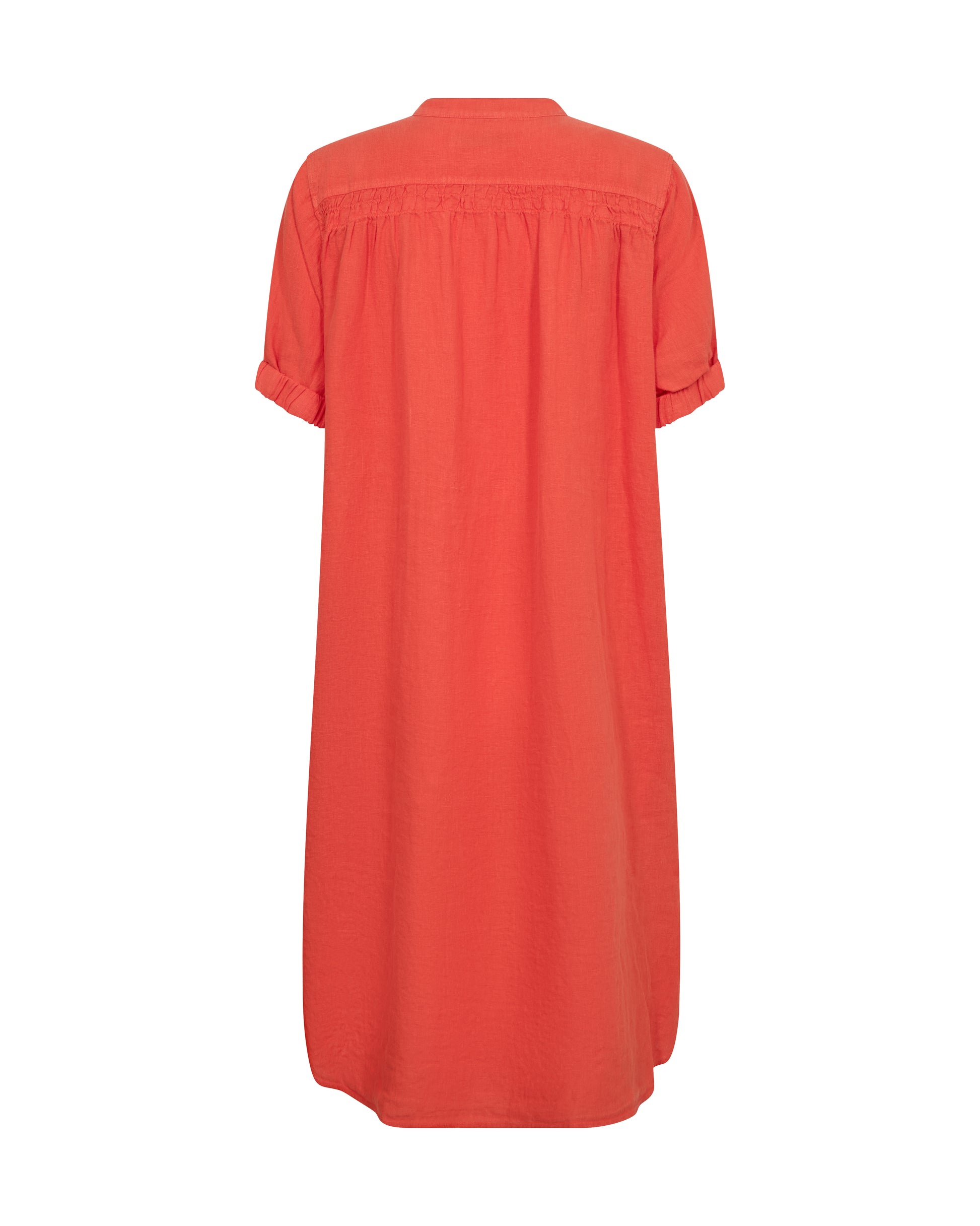 Orange linen dress on a white background