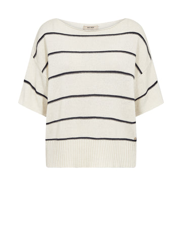 Ecru sweater with black stripes on a white background