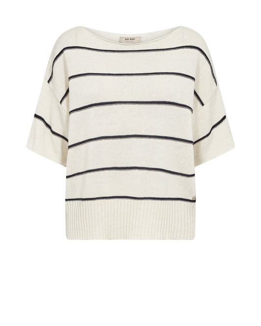 Ecru sweater with black stripes on a white background