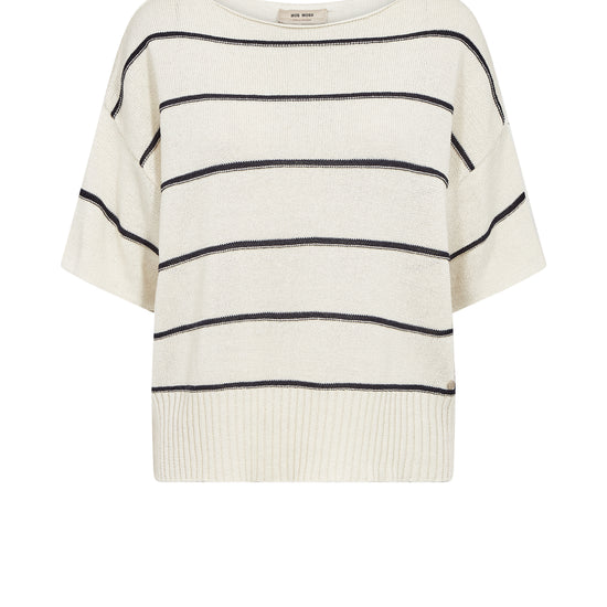 Ecru cotton knit with black stripe