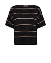 Black and beige striped sweater on a white background