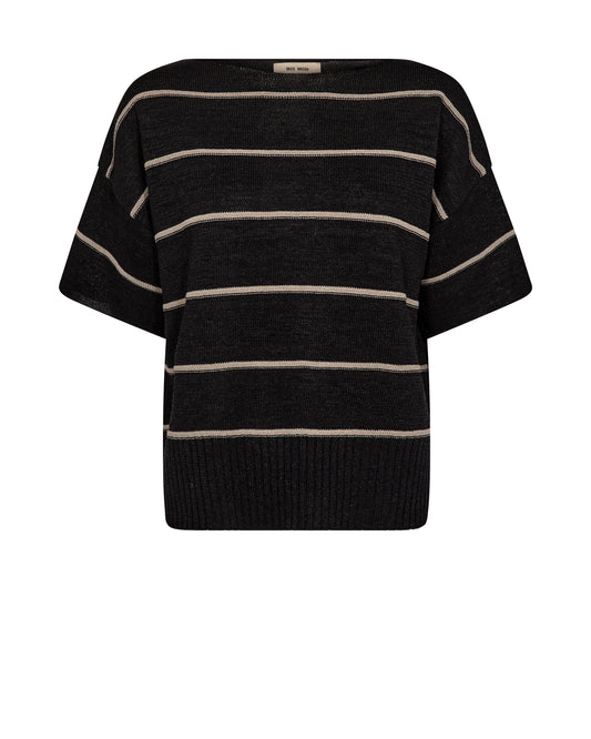 Black and beige striped sweater on a white background