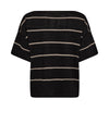Black and beige striped sweater on a white background