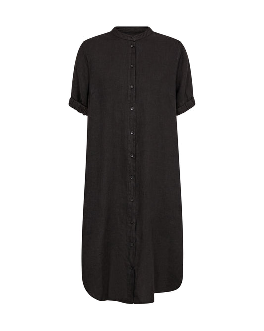 Black dress with short sleeves on a white background