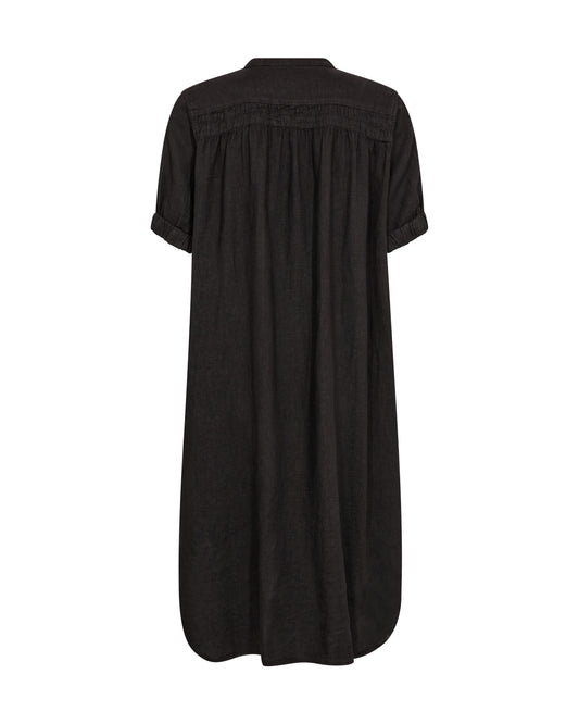 Rear view Black linen dress on a white background from Mos Mosh