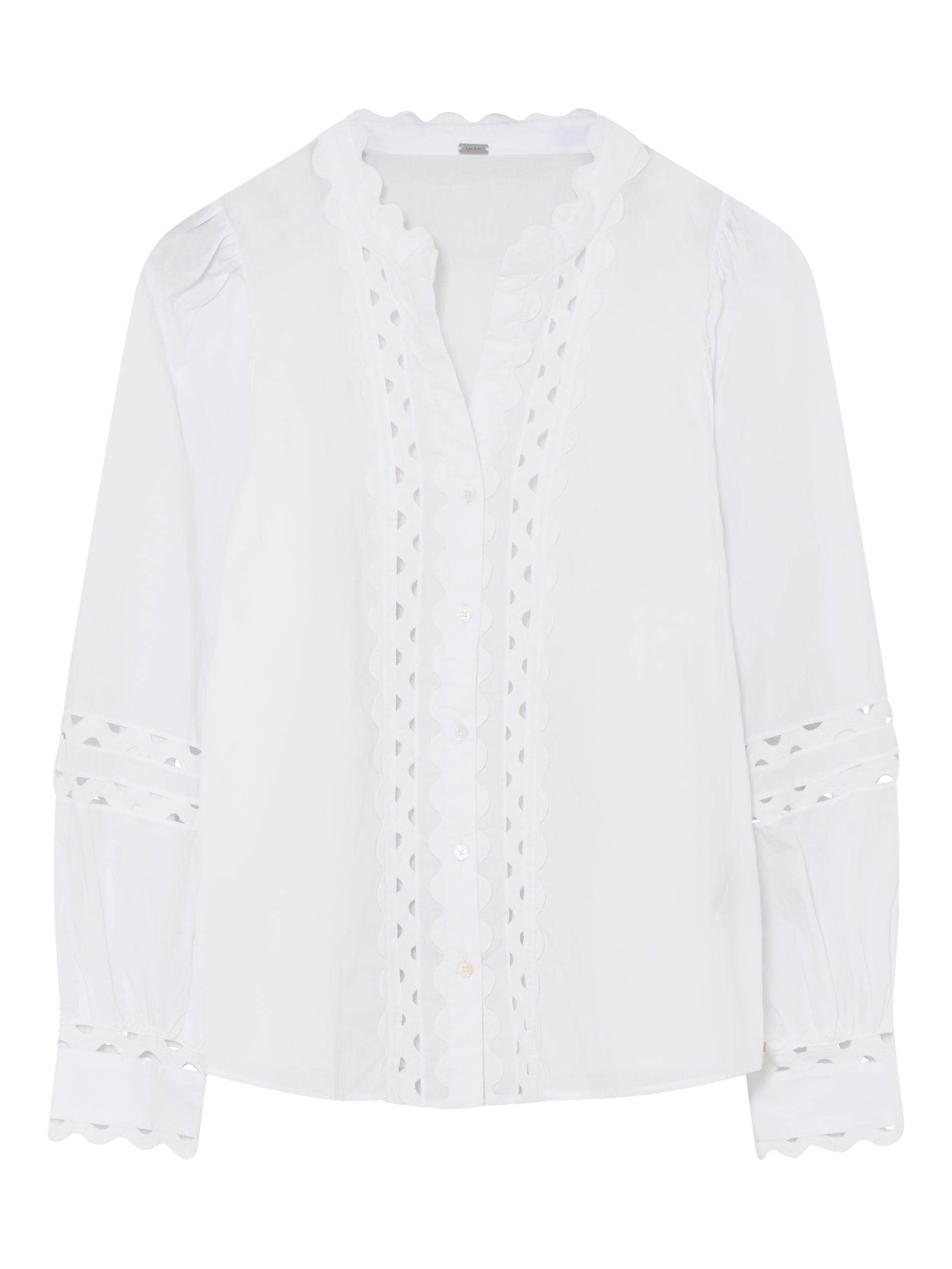 White cotton shirt with lace inserts