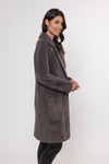 long double breasted dark grey cardigan  side view 