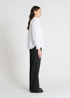 white shirt with concealed placket and pleated rear side view