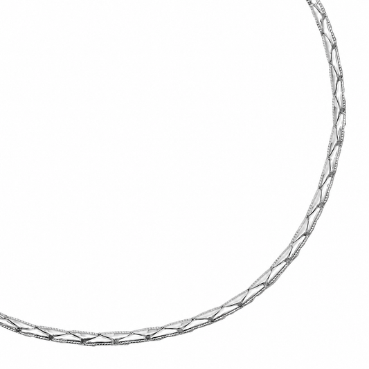 silver necklace on a white background