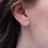 Mixed precious stone huggie earrings silver