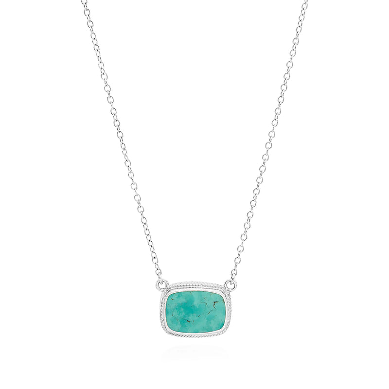 Silver cushion turquoise necklace