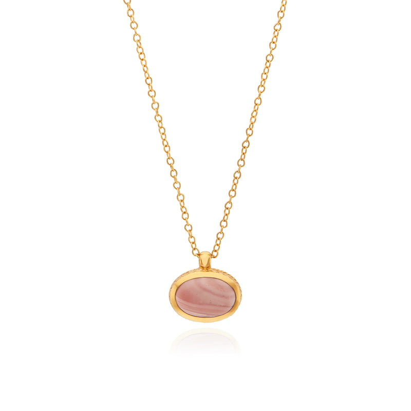 pink opal pendant necklace on a sterling silver gold plated chain
