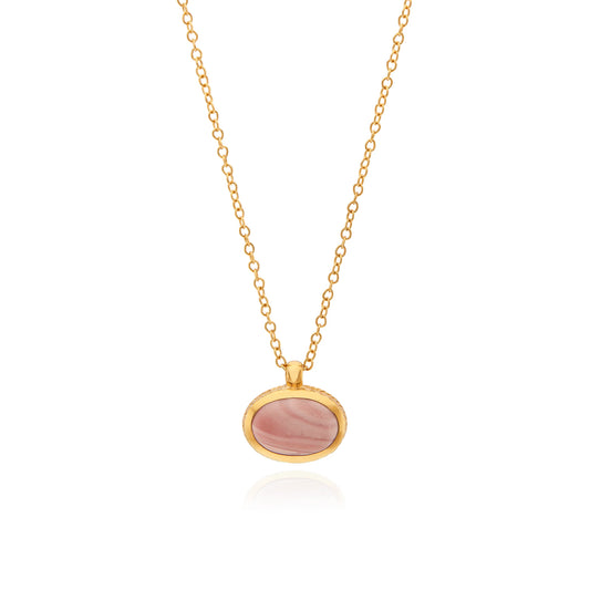 pink opal pendant necklace on a sterling silver gold plated chain