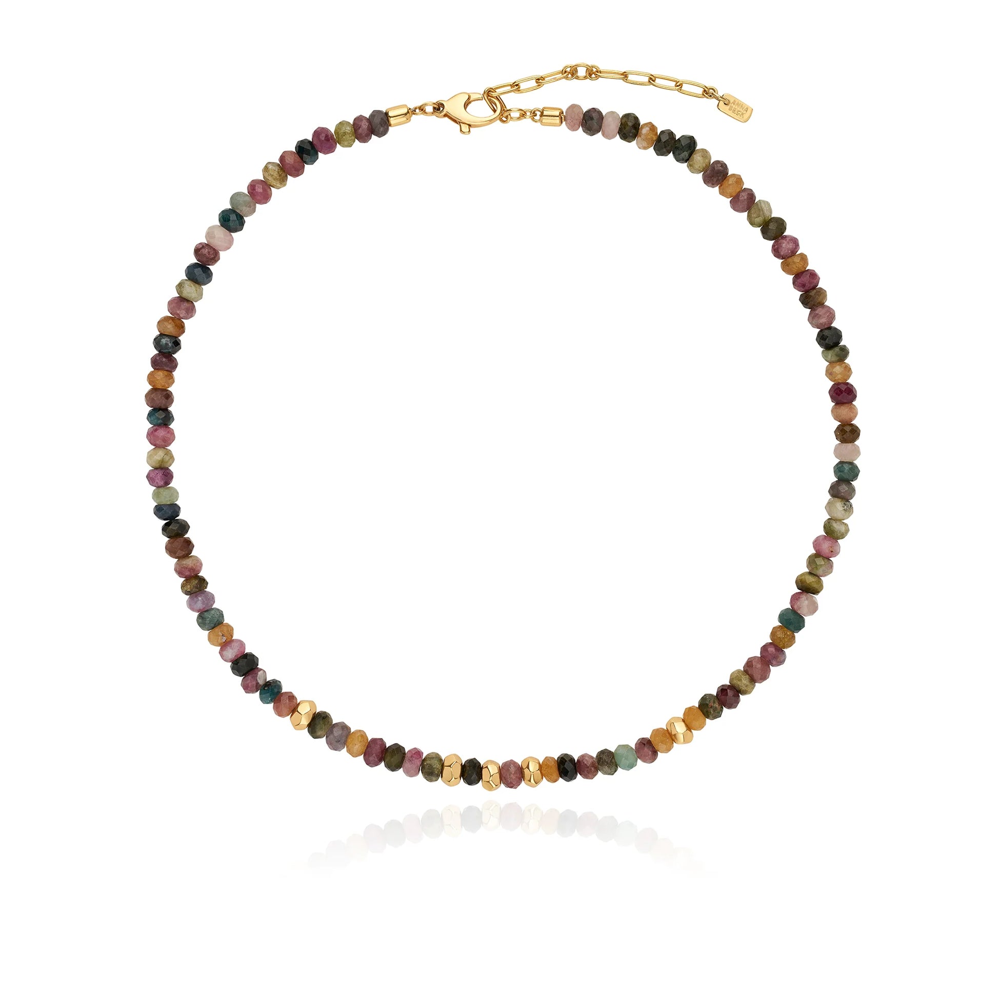 Beaded necklace with gold plated details