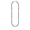 Long blue and gold beaded necklace