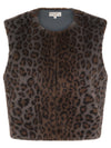 dark grey animal print round neck gilet 