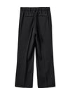 black wide leg trouser with rear elasticated waist and rear welt pockets rear view